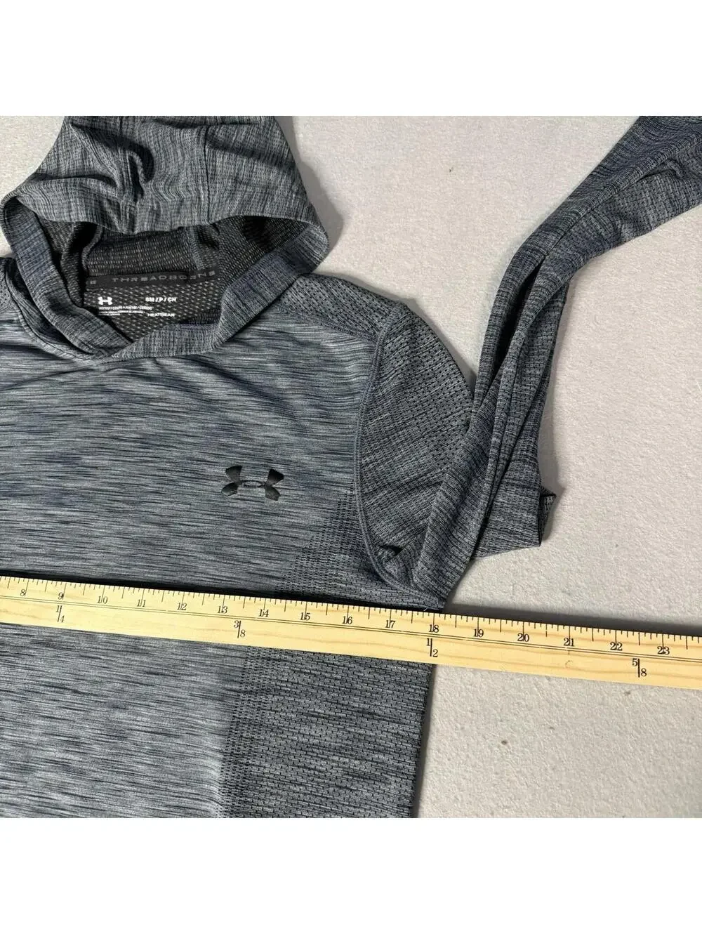Under Armour Threadborne‎ HeatGear Hoodie Mens Small Blue Fitted Long Sleeve Top